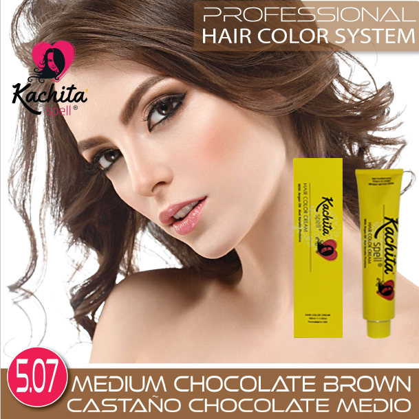 Medium Chocolate Brown  Hair Color Cream - Kachita Spell