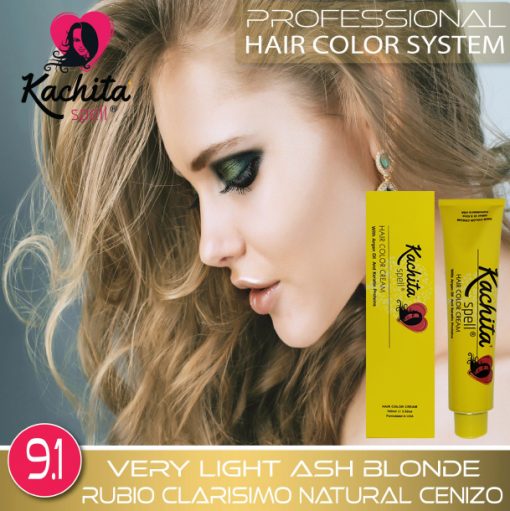 Very Light Ash Blond 9.1 Hair Color Cream Kachita Spell