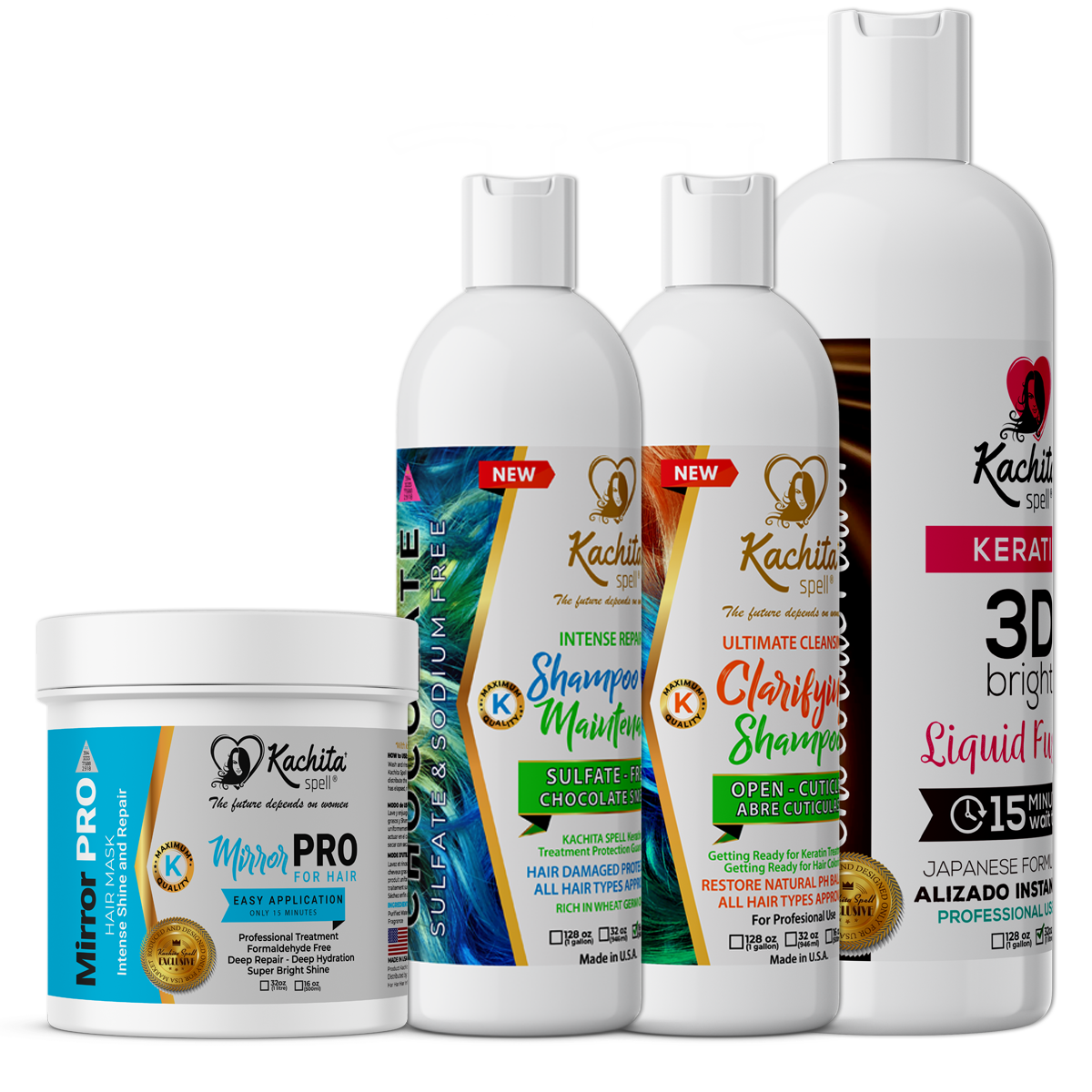 Kachita Spell Kit Keratin 3D + Shampoo Clarify + Gel Maintenance + MirrorPRO