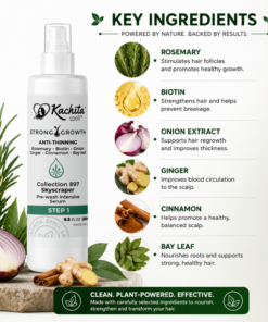 Kachita Spell Leave in Growth, Biotin, Onion, Rosemary, Ginger, Cinnamon, Bay Leaf, Volumizing Moisturizing for Soft Shine Hair, Hair Thinning Therapy Serum for Men and Women - Image 4