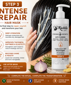Kachita Spell Growth Hair Mask con Biotina, Cebolla, Romero, Jengibre, Canela y Hoja de Laurel – Tratamiento Hidratante y Voluminizador para un Cabello Suave y Brillante. Mascarilla Anticaída para Hombres y Mujeres - Imagen 4