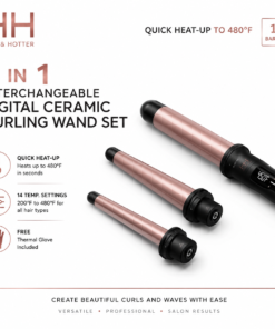 Hot & Hotter 3-in-1 Digital Curling Wand Set