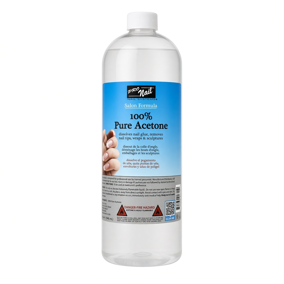 Acetona 100% pura Pro Nail, 32 oz.
