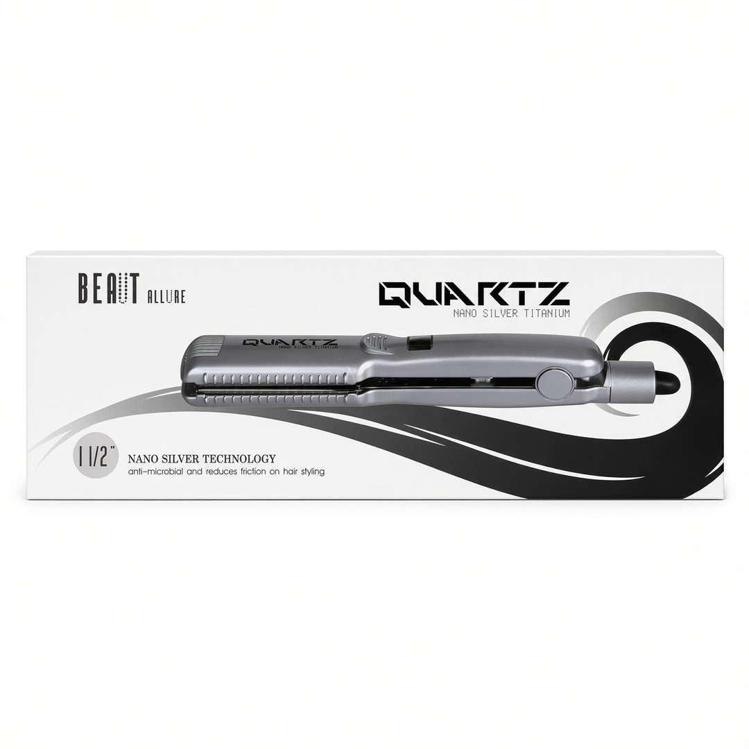 Plancha alisadora de cabello BEAUT ALLURE Quartz Nano Silver Titanium, 1 1/2 pulgadas.