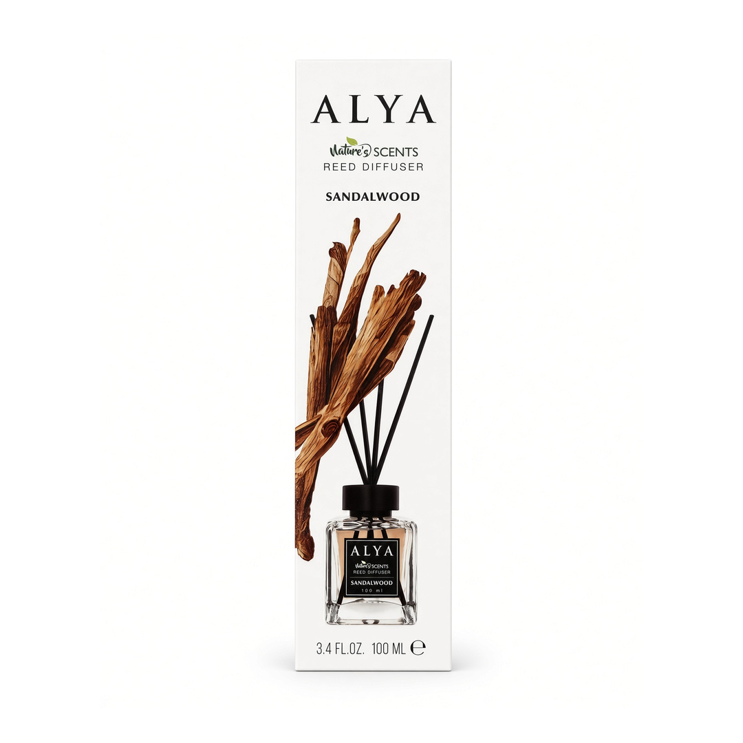 Difusor de varillas Alya con aroma a sándalo.
