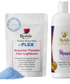 Kachita Spell Powder Lightener Bleach Blue Dust-Free Deco-Max + Developer Peroxide 20% Cream