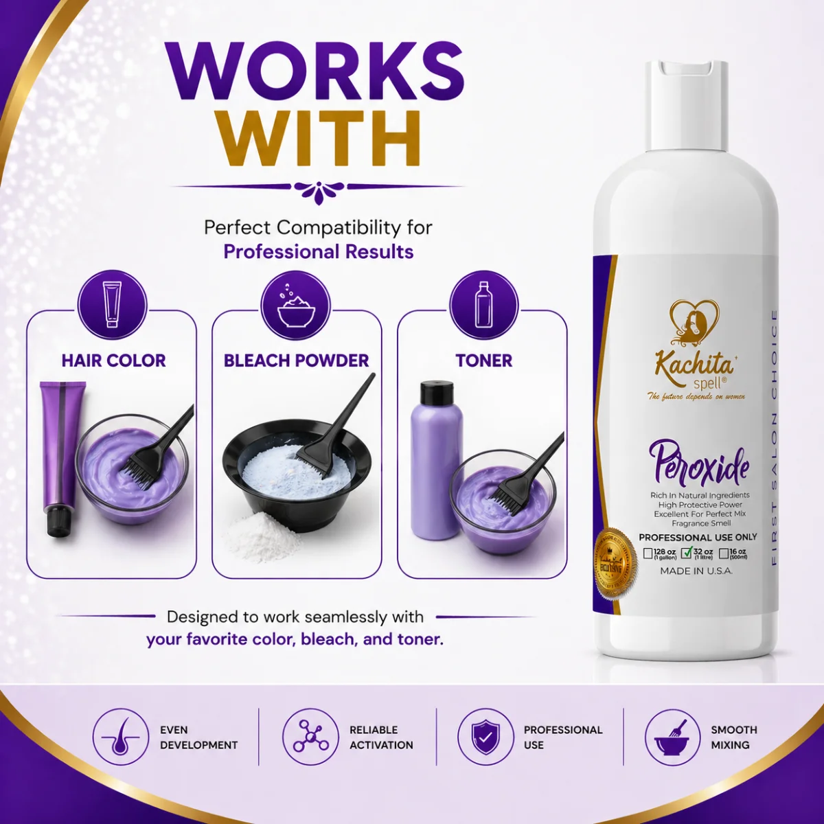 Revelador en crema Peroxido para tintes Kachita Spell 1000ml - Imagen 3