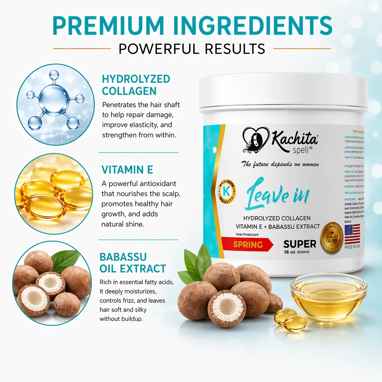 Leave-In Keratina Hidrolizada + Proteina de Colageno 16 fl oz - Imagen 4
