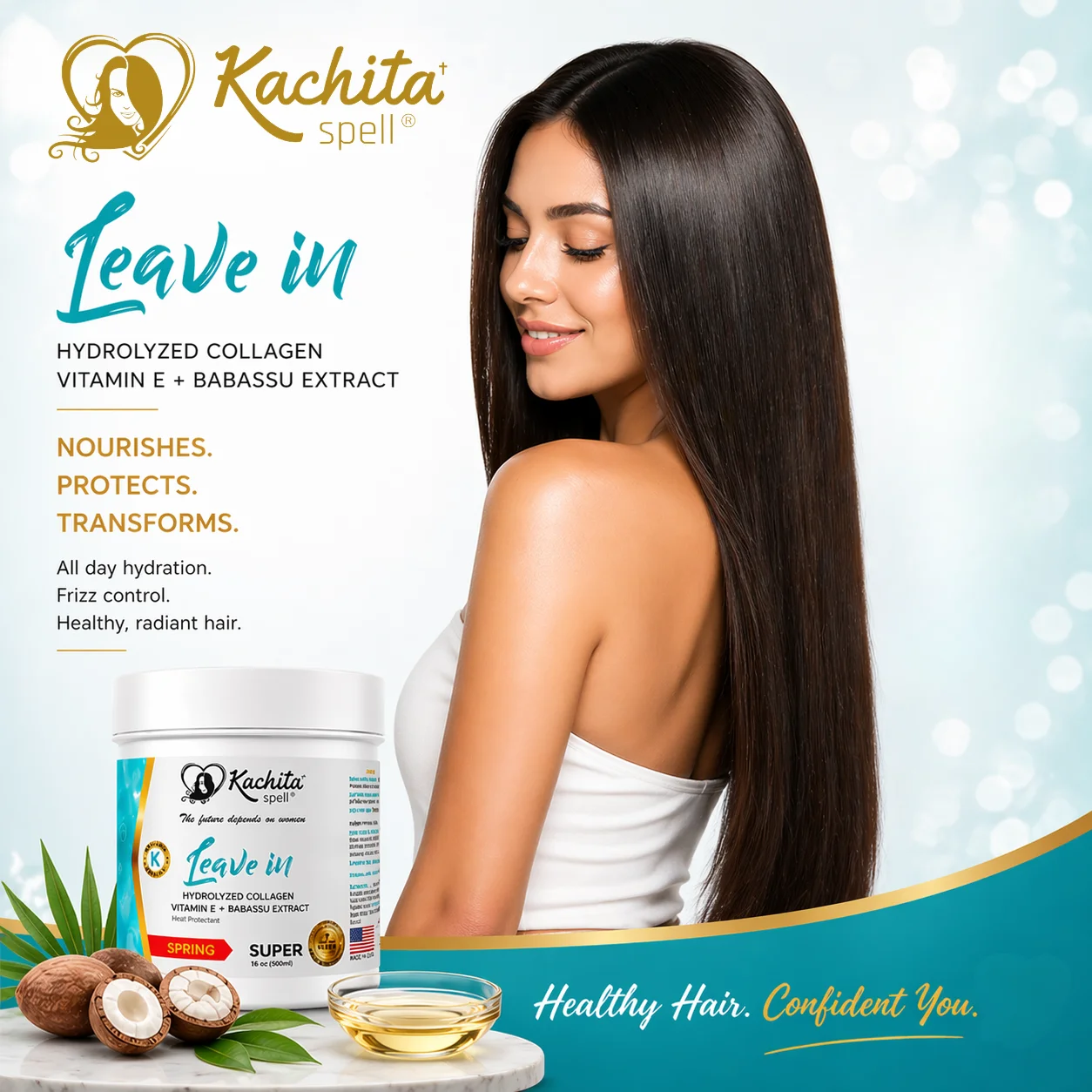 Leave-In Keratina Hidrolizada + Proteina de Colageno 16 fl oz - Imagen 8