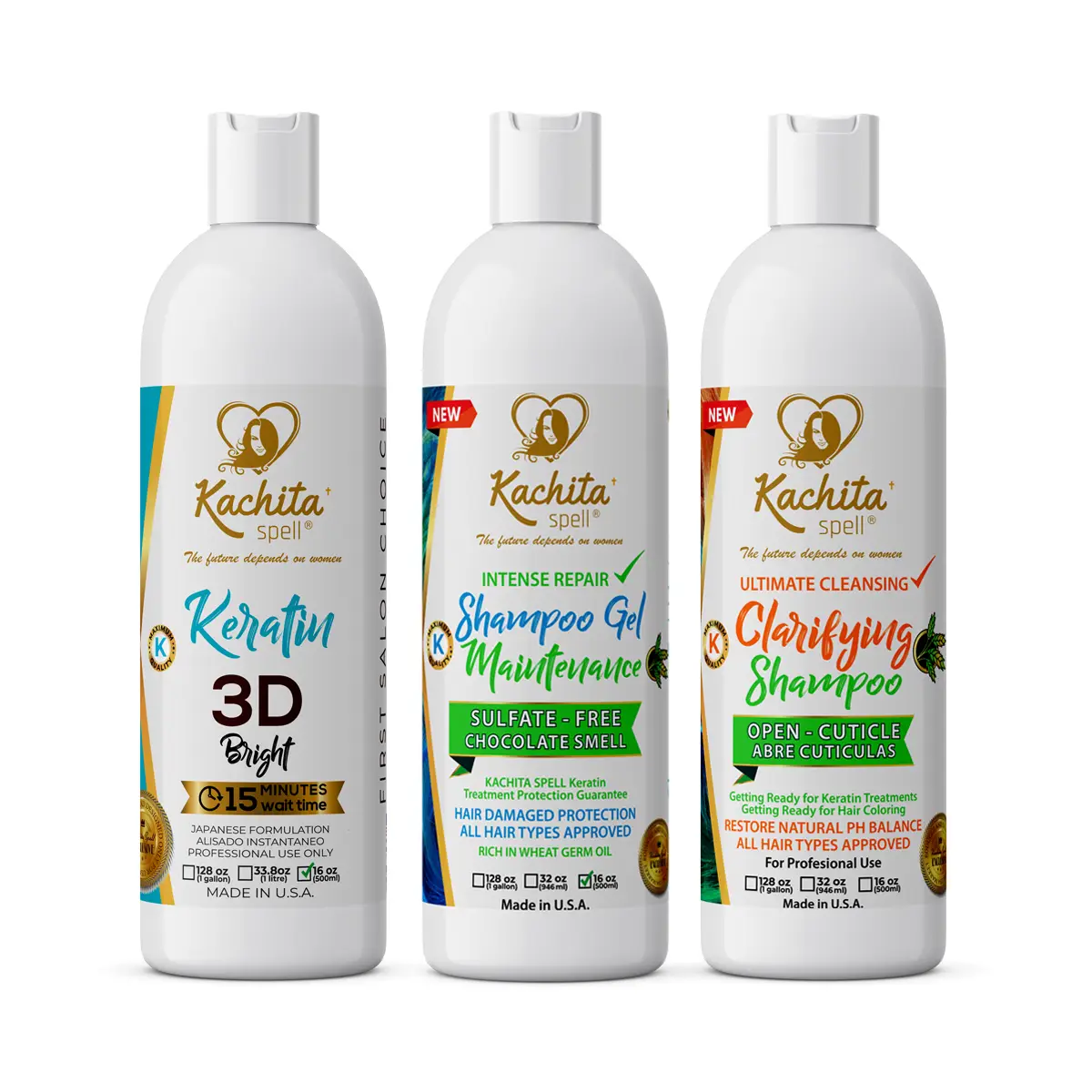 Keratin 3D Bright 16oz + Shampoo Clarify + Shampoo Conditioner