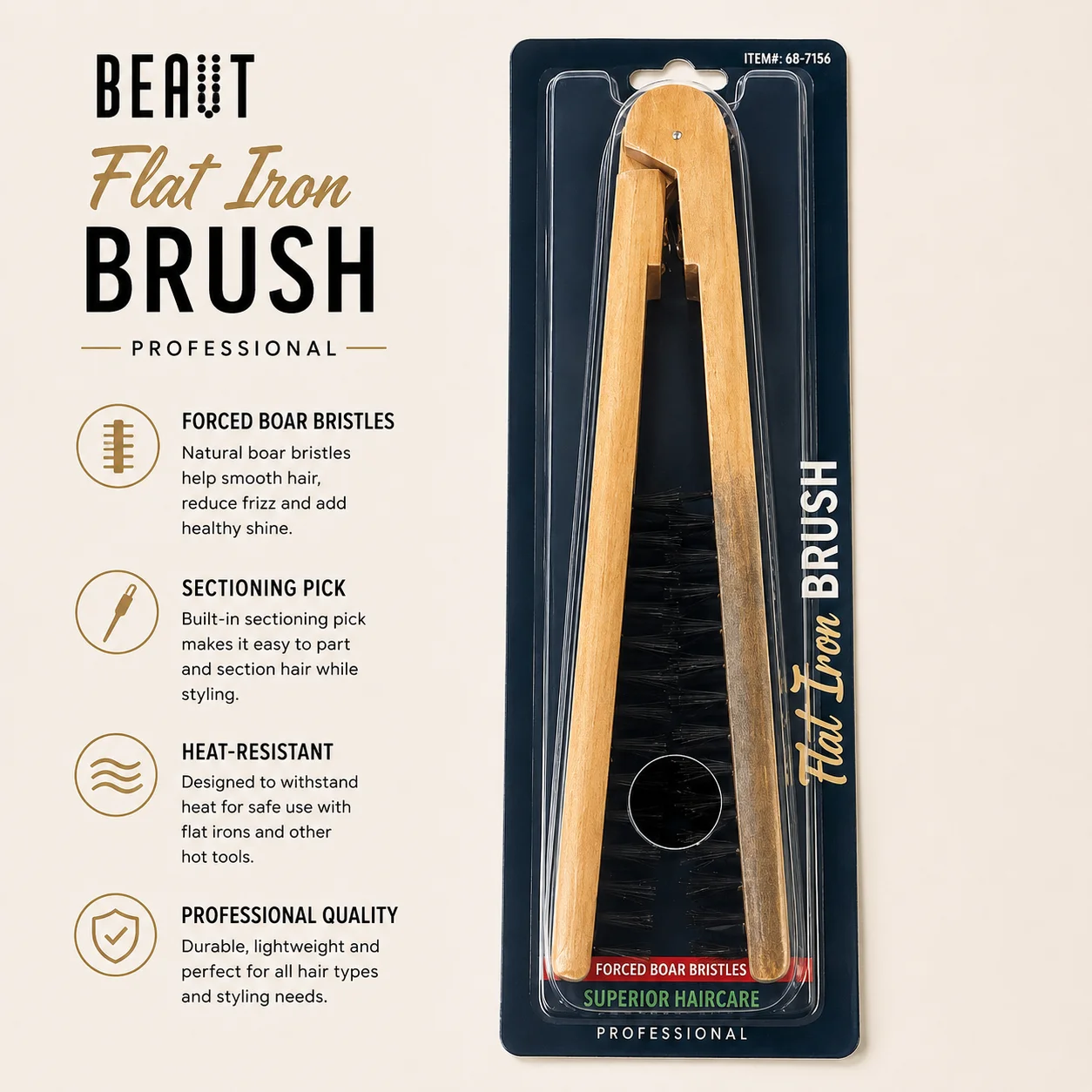 BEAUT Flat Iron Brush Professional