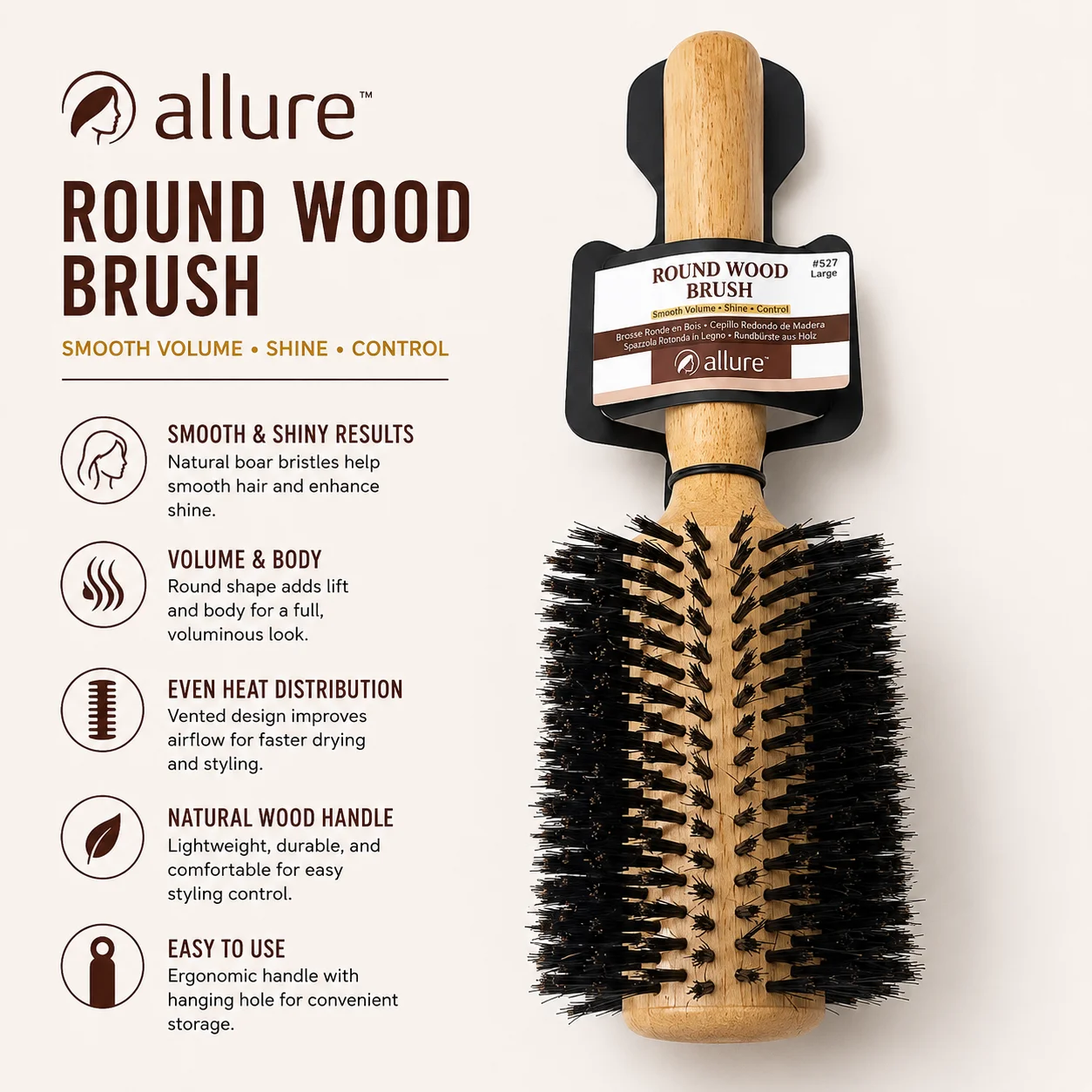 Allure Round Wood Brush
