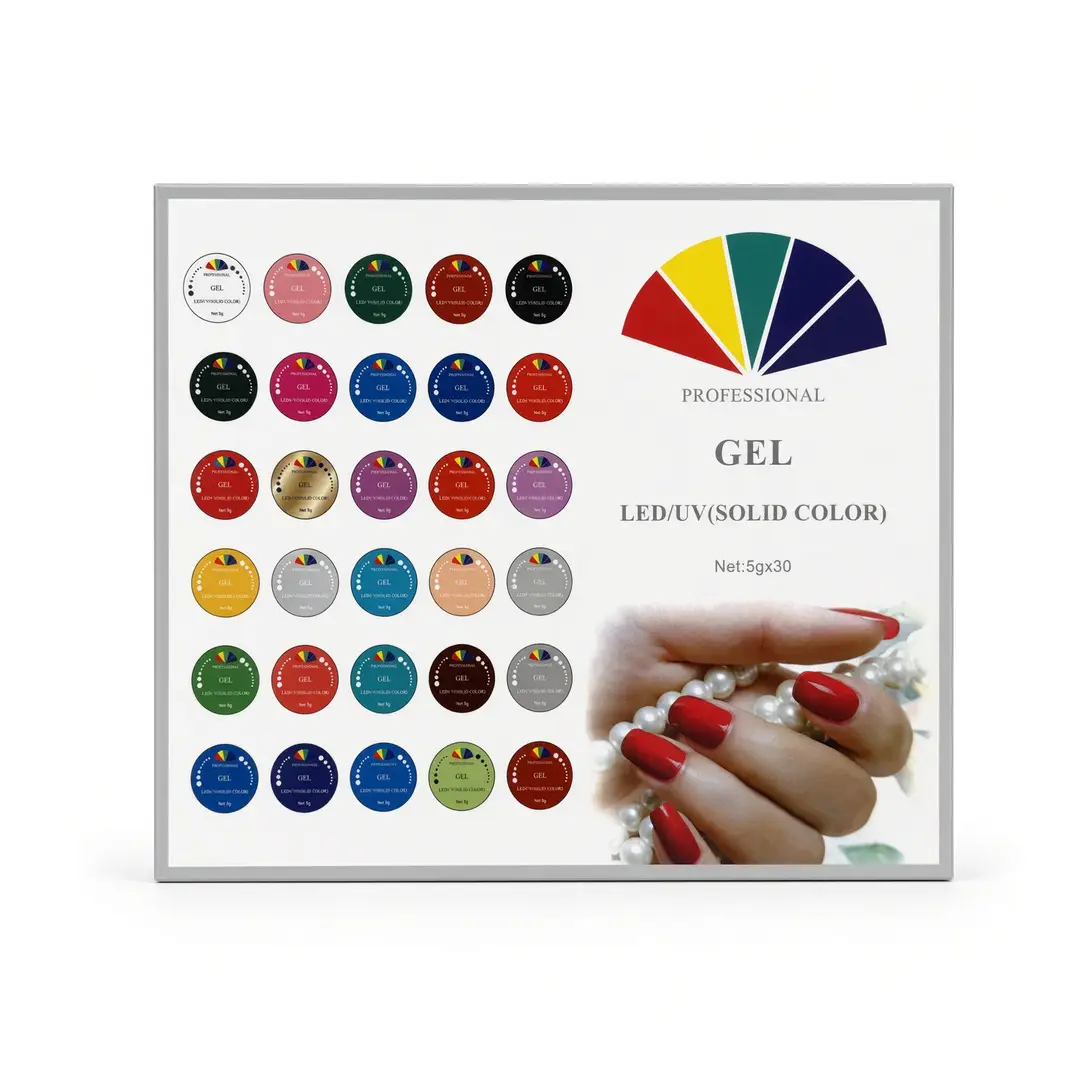 Set profesional de gel LED/UV en colores sólidos.